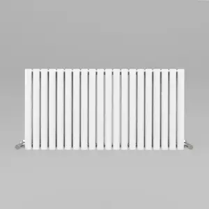 White Oval Tube 600x1180mm Horizontal Double Panel Heated Towel Radiator