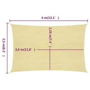 Berkfield Sunshade Sail 160 g/m2 Beige 2.5x4 m HDPE