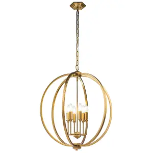 Elstead Feiss Corinne Spherical Pendant Ceiling Light Burnished Brass