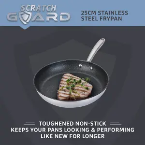 Prestige Scratch Guard Silver Round Stainless Steel Induction Suitable Non-Stick Frying Pan 25cm