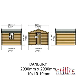 Shire Danbury 10x10 Log Cabin 19mm Logs