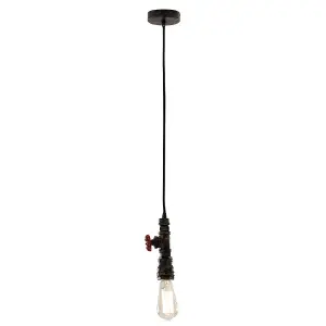 Luminosa AMARCORD Slim Industrial Pendant Ceiling Light Rust 12x18.6cm