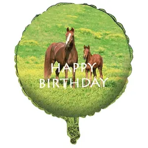 Creative Party Wild Horses Happy Birthday Foil Balloon Green/White/Brown (One Size)