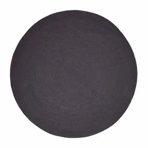 Homescapes Black Handmade Woven Braided Round Rug, 150 cm