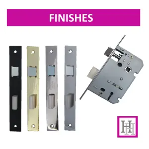 3 Lever Mortice Brass Sash Lock Key 2.5" 64mm Bolt Through Reversable Bathroom Handle Locks