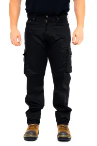 SSS Mens Work Trousers Cargo Multi Pockets Work Pants, Black, 32in Waist - 34in Leg - Large