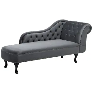 Right Hand Chaise Lounge Velvet Grey NIMES