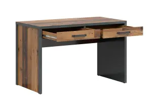 Desk Industrial Computer Home Study 2 Drawers Grey / Pine Effect Weston