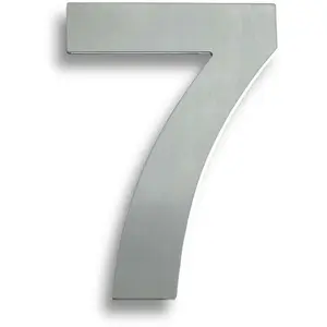 178mm Front Door Numerals '7' 105mm Fixing Centres Satin Stainless Steel