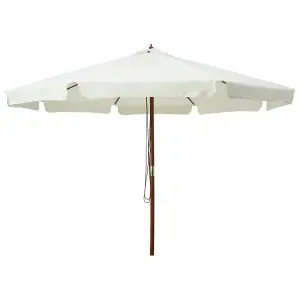 Berkfield Outdoor Parasol with Wooden Pole 330 cm Sand White