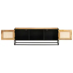 Berkfield TV Cabinet 110x30x40 cm Solid Rough Wood Mango&Iron