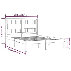 Berkfield Bed Frame Black Solid Wood Pine 140x200 cm