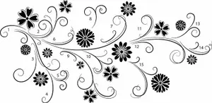 Wallpops Large Self-Adhesive Black & White Floral Silhouette Wall Art Stickers