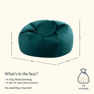 icon Aurora Classic Velvet Bean Bag Chair Teal Green Bean Bags