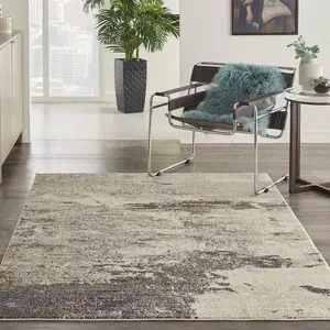 Ivory Grey Abstract Graphics Modern Rug for Living Room Bedroom and Dining Room-119cm X 180cm