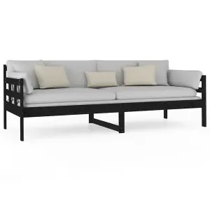 Berkfield Day Bed Black Solid Wood Pine 80x200 cm