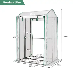 COSTWAY Outdoor Greenhouse Walk-in Garden Greenhouse w/ 2 Zippered Roll up Doors