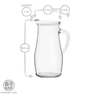 1.8L Misket Glass Water Jugs with Silicone Lid - Pack of 6 - By LAV