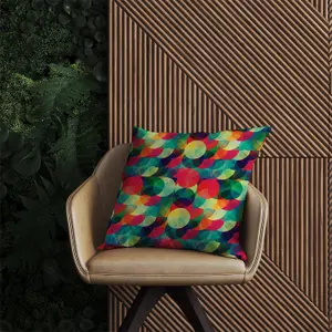 Colourful Grunge Circle Pattern Outdoor Cushion 60cm x 60cm