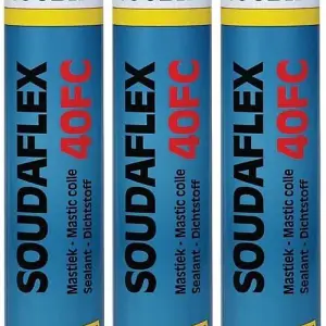 Soudal Soudaflex 40 FC Polyurethane Sealant / Adhesive, Black, 310 ml (Pack of 3)