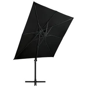 Berkfield Cantilever Umbrella with Double Top 250x250 cm Black