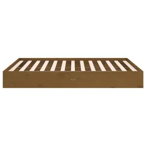 Berkfield Bed Frame Honey Brown Solid Wood 120x190 cm Small Double