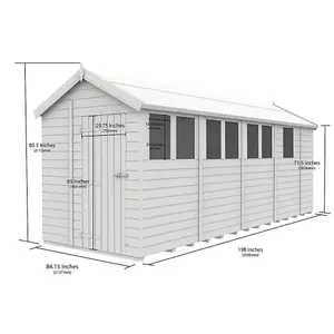 DIY Sheds 7x17 Apex Shed - Single Door With Windows