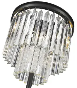 Luminosa Spring 3 Light Table Lamp Black Chrome, Crystal, E14