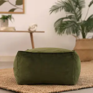 icon Amara Velvet Bean Bag Pouffe Olive Green