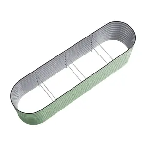 320cm W Oval-Shaped Galvanized Steel Raised Garden Bed Outdoor Use Only, Light Green