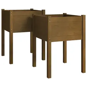 Berkfield Garden Planters 2 pcs Honey Brown 50x50x70 cm Solid Pinewood