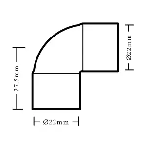 End feed 90° Pipe elbow (Dia)22mm, Pack of 10