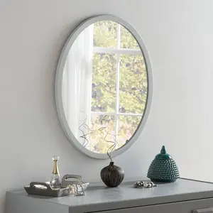 Maureen Wood Flat Wall Mirror Light Grey / 44.5cm H x 34.3cm W