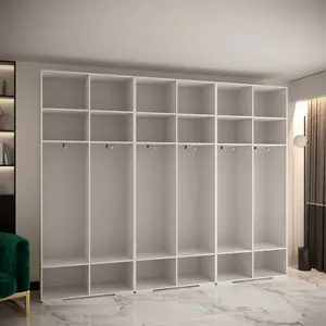 Pristine White Manhattan I Hinged Door Wardrobe W3000mm H2370mm D470mm - Gold Handles, Ample Storage