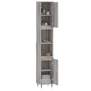 Berkfield Bathroom Cabinet Grey Sonoma 30x30x190 cm Engineered Wood