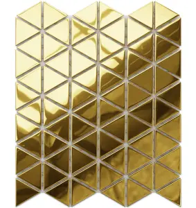 Glass mosaic on mesh for bathroom or kitchen 263mm x 303mm - Golden mirror