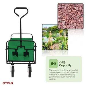 Oypla Green Heavy Duty Foldable Garden Festival Trolley Folding Cart Wagon Truck Wheelbarrow