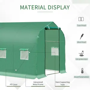 Outsunny 3 x 2 M Walk in Polytunnel Greenhouse Galvanised Steel w/ Zipped Door