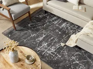 Viscose Area Rug 140 x 200 cm Dark Grey HANLI