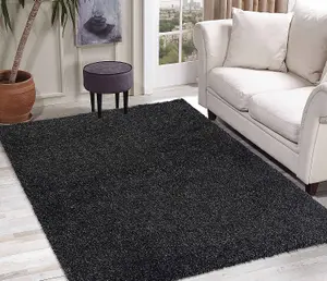 Modern Extra Large Small Soft Shaggy Non Slip Bedroom Living Room Carpet Runner Area Rug - Anthracite 60 x 110 cm