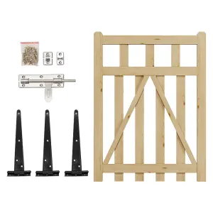 Outdoor Wooden Garden Gate Fence with Door Latch 90cm W x 120cm H