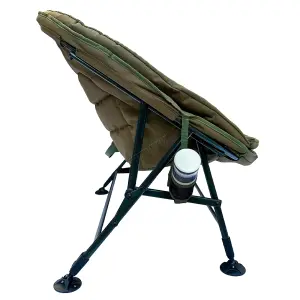 CARPZILLA Foldable Wide Round Fishing Chair Sunchair Adjustable Legs Green