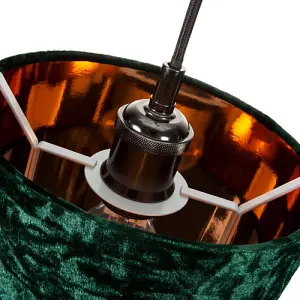 Modern Green Crushed Velvet 8 Table/Pendant Lampshade with Shiny Copper Inner