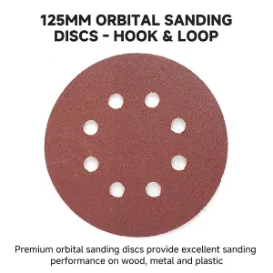 50 x 125mm 240 Grit Orbital Sander Sanding Sheets Discs Fine Hook & Loop 5"