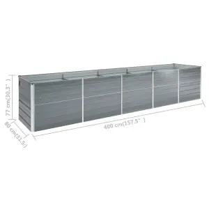 Berkfield Garden Raised Bed Galvanised Steel 400x80x77 cm Grey