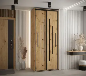 Cannes XII Sliding Door Wardrobe W110cm - Elegant Oak Artisan Storage Solution