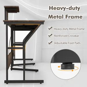 COSTWAY L-shaped Desk Long 2-Person Corner Computer Desk w/ Monitor Stand