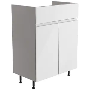 Westport Standard Gloss White Double Freestanding Bathroom Vanity unit (H) 820mm (W) 595mm