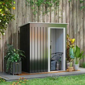 Outsunny 5 x 3ft Garden Storage Shed Sliding Door Sloped Roof Tool Black