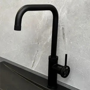 Liquida LB418MB Industrial Style Single Lever Matt Black Kitchen Mixer Tap